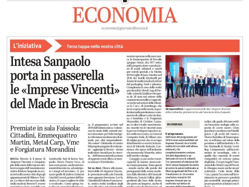 Articolo Giornale di Brescia - Imprese Vincenti
